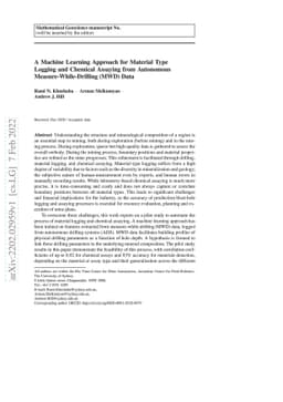 A Machine Learning Approach for Material Type Logging and Chemical
  Assaying from Autonomous Measure-While-Drilling (MWD) Data