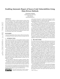 Enabling Automatic Repair of Source Code Vulnerabilities Using
  Data-Driven Methods