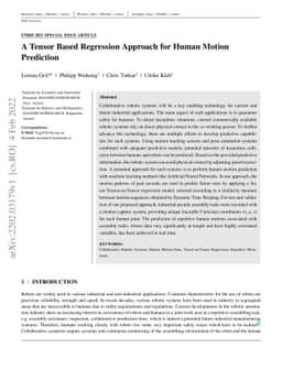 A Tensor Based Regression Approach for Human Motion Prediction