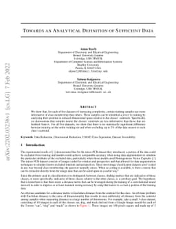 Towards an Analytical Definition of Sufficient Data
