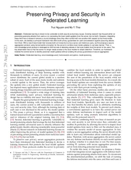 Preserving Privacy and Security in Federated Learning