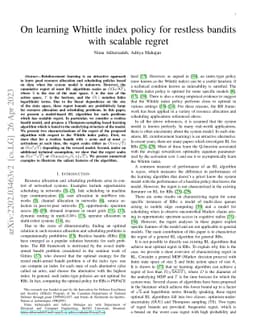 On learning Whittle index policy for restless bandits with scalable
  regret