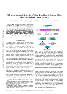 SliTraNet: Automatic Detection of Slide Transitions in Lecture Videos
  using Convolutional Neural Networks
