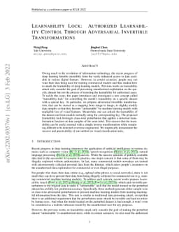 Learnability Lock: Authorized Learnability Control Through Adversarial
  Invertible Transformations