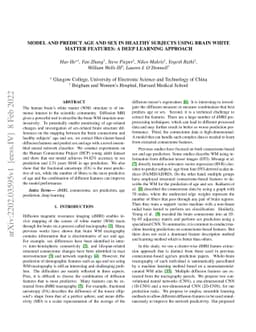 Model and predict age and sex in healthy subjects using brain white
  matter features: A deep learning approach