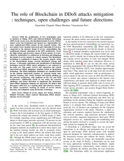 The role of Blockchain in DDoS attacks mitigation: techniques, open
  challenges and future directions