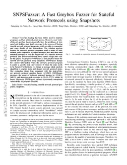 SNPSFuzzer: A Fast Greybox Fuzzer for Stateful Network Protocols using
  Snapshots