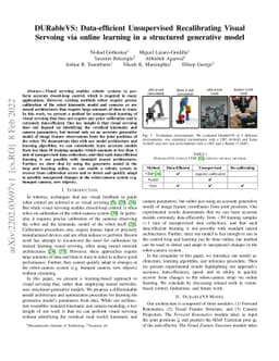 DURableVS: Data-efficient Unsupervised Recalibrating Visual Servoing via
  online learning in a structured generative model