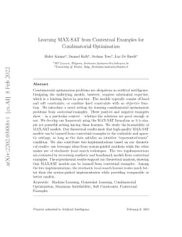Learning MAX-SAT from Contextual Examples for Combinatorial Optimisation