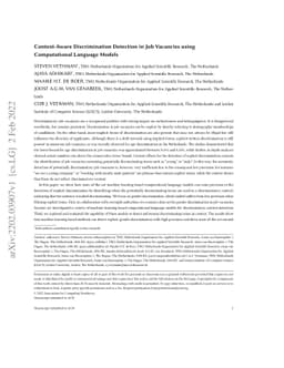 Context-Aware Discrimination Detection in Job Vacancies using
  Computational Language Models