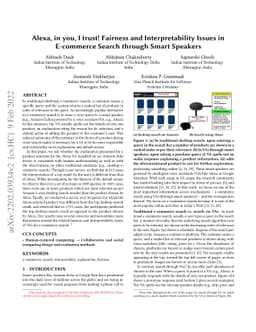 Alexa, in you, I trust! Fairness and Interpretability Issues in
  E-commerce Search through Smart Speakers