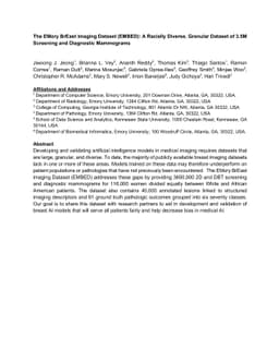 The EMory BrEast imaging Dataset (EMBED): A Racially Diverse, Granular
  Dataset of 3.5M Screening and Diagnostic Mammograms