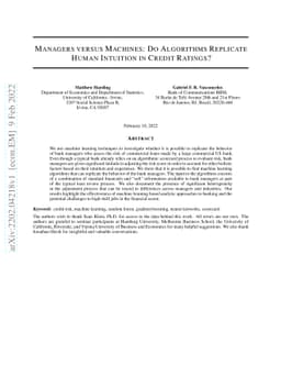 Managers versus Machines: Do Algorithms Replicate Human Intuition in
  Credit Ratings?