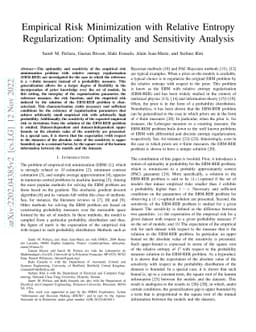 Empirical Risk Minimization with Relative Entropy Regularization:
  Optimality and Sensitivity Analysis