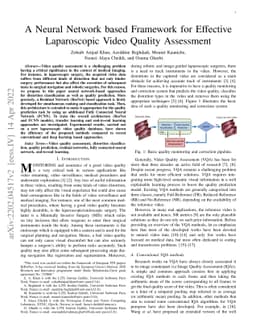 A Neural Network based Framework for Effective Laparoscopic Video
  Quality Assessment