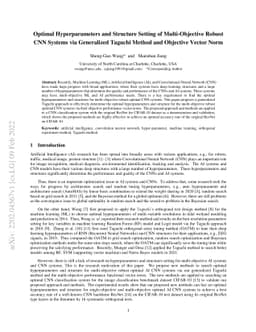 Optimal Hyperparameters and Structure Setting of Multi-Objective Robust
  CNN Systems via Generalized Taguchi Method and Objective Vector Norm