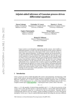 Adjoint-aided inference of Gaussian process driven differential
  equations