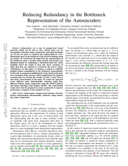 Reducing Redundancy in the Bottleneck Representation of the Autoencoders