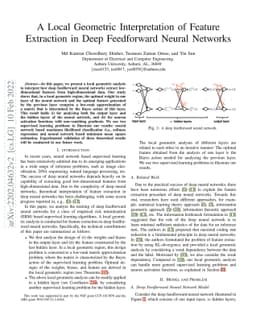 A Local Geometric Interpretation of Feature Extraction in Deep
  Feedforward Neural Networks
