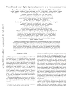 Unconditionally secure digital signatures implemented in an 8-user
  quantum network