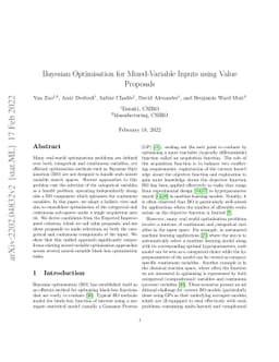 Bayesian Optimisation for Mixed-Variable Inputs using Value Proposals
