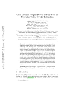 Class Distance Weighted Cross-Entropy Loss for Ulcerative Colitis
  Severity Estimation