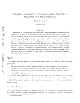 Suboptimal Performance of the Bayes Optimal Algorithm in Frequentist
  Best Arm Identification