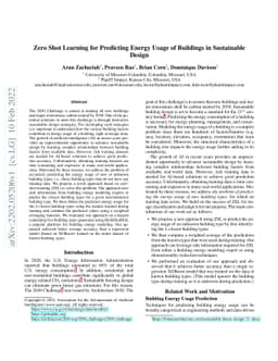 Zero Shot Learning for Predicting Energy Usage of Buildings in
  Sustainable Design