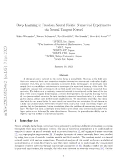 Deep Learning in Random Neural Fields: Numerical Experiments via Neural
  Tangent Kernel
