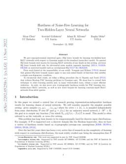 Hardness of Noise-Free Learning for Two-Hidden-Layer Neural Networks