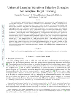 Universal Learning Waveform Selection Strategies for Adaptive Target
  Tracking