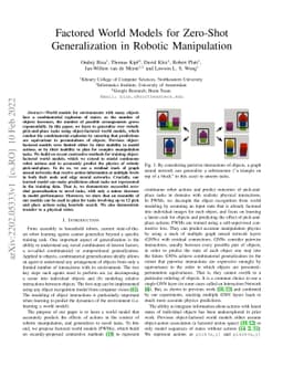 Factored World Models for Zero-Shot Generalization in Robotic
  Manipulation
