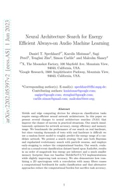 Neural Architecture Search for Energy Efficient Always-on Audio Models