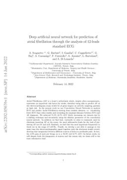 Deep artificial neural network for prediction of atrial fibrillation
  through the analysis of 12-leads standard ECG