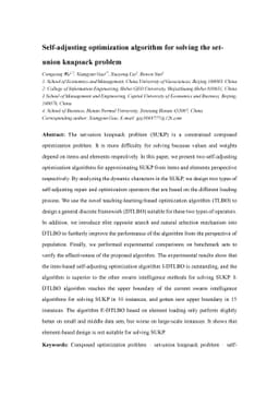 Self-adjusting optimization algorithm for solving the setunion knapsack
  problem