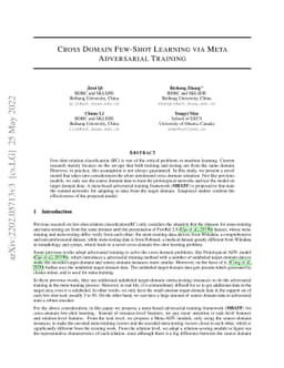 Cross Domain Few-Shot Learning via Meta Adversarial Training