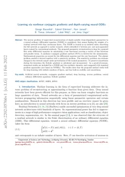 Learning via nonlinear conjugate gradients and depth-varying neural ODEs