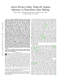 Active Privacy-Utility Trade-off Against Inference in Time-Series Data
  Sharing