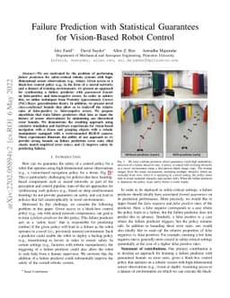 Failure Prediction with Statistical Guarantees for Vision-Based Robot
  Control