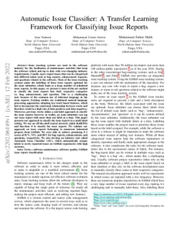 Automatic Issue Classifier: A Transfer Learning Framework for
  Classifying Issue Reports
