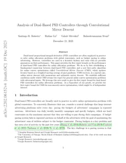Analysis of Dual-Based PID Controllers through Convolutional Mirror
  Descent