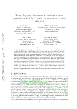Robust alignment of cross-session recordings of neural population
  activity by behaviour via unsupervised domain adaptation