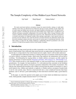 The Sample Complexity of One-Hidden-Layer Neural Networks