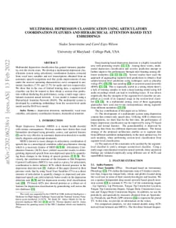 Multimodal Depression Classification Using Articulatory Coordination
  Features And Hierarchical Attention Based Text Embeddings