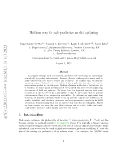 Holdouts set for predictive model updating