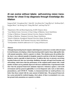AI can evolve without labels: self-evolving vision transformer for chest
  X-ray diagnosis through knowledge distillation