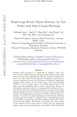 Single-stage Rotate Object Detector via Two Points with Solar Corona
  Heatmap