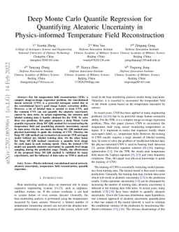 Deep Monte Carlo Quantile Regression for Quantifying Aleatoric
  Uncertainty in Physics-informed Temperature Field Reconstruction