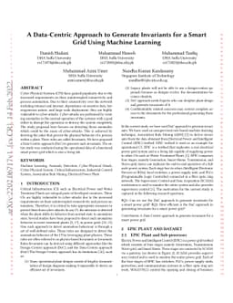 A Data-Centric Approach to Generate Invariants for a Smart Grid Using
  Machine Learning
