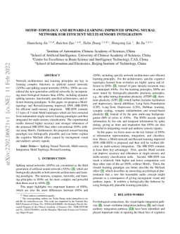 Motif-topology and Reward-learning improved Spiking Neural Network for
  Efficient Multi-sensory Integration